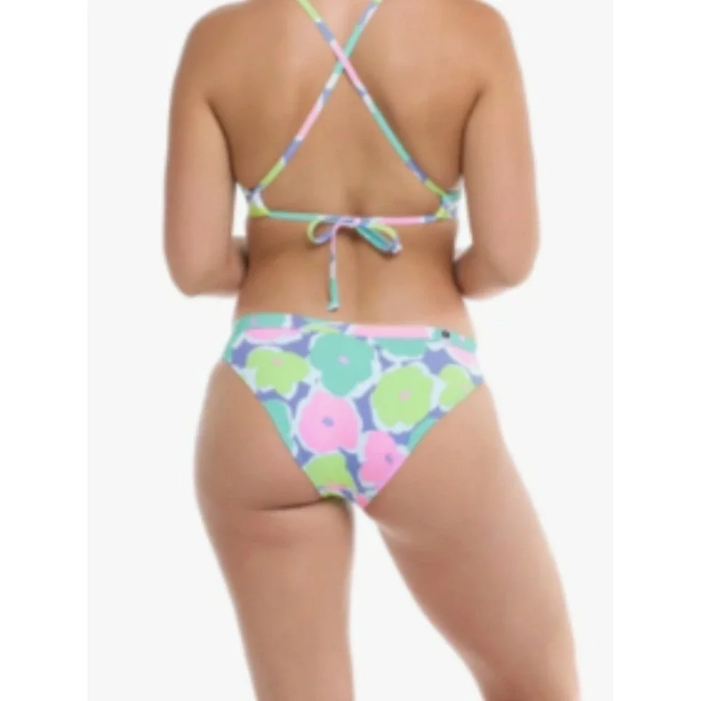 Bikini Set Eidon NWT 70's Pastel Floral S Bandeau XS V Low Rider